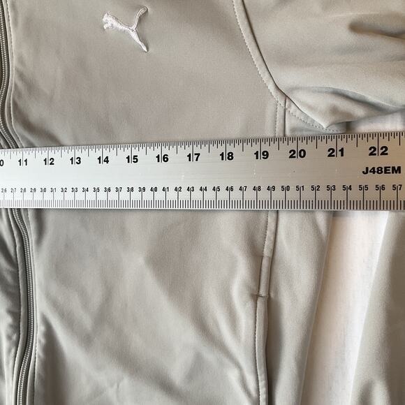 Puma Men Jacket Size M Gray Activewear Logo Zipper Long Sleeve Zipped Pockets - Picture 5 of 10